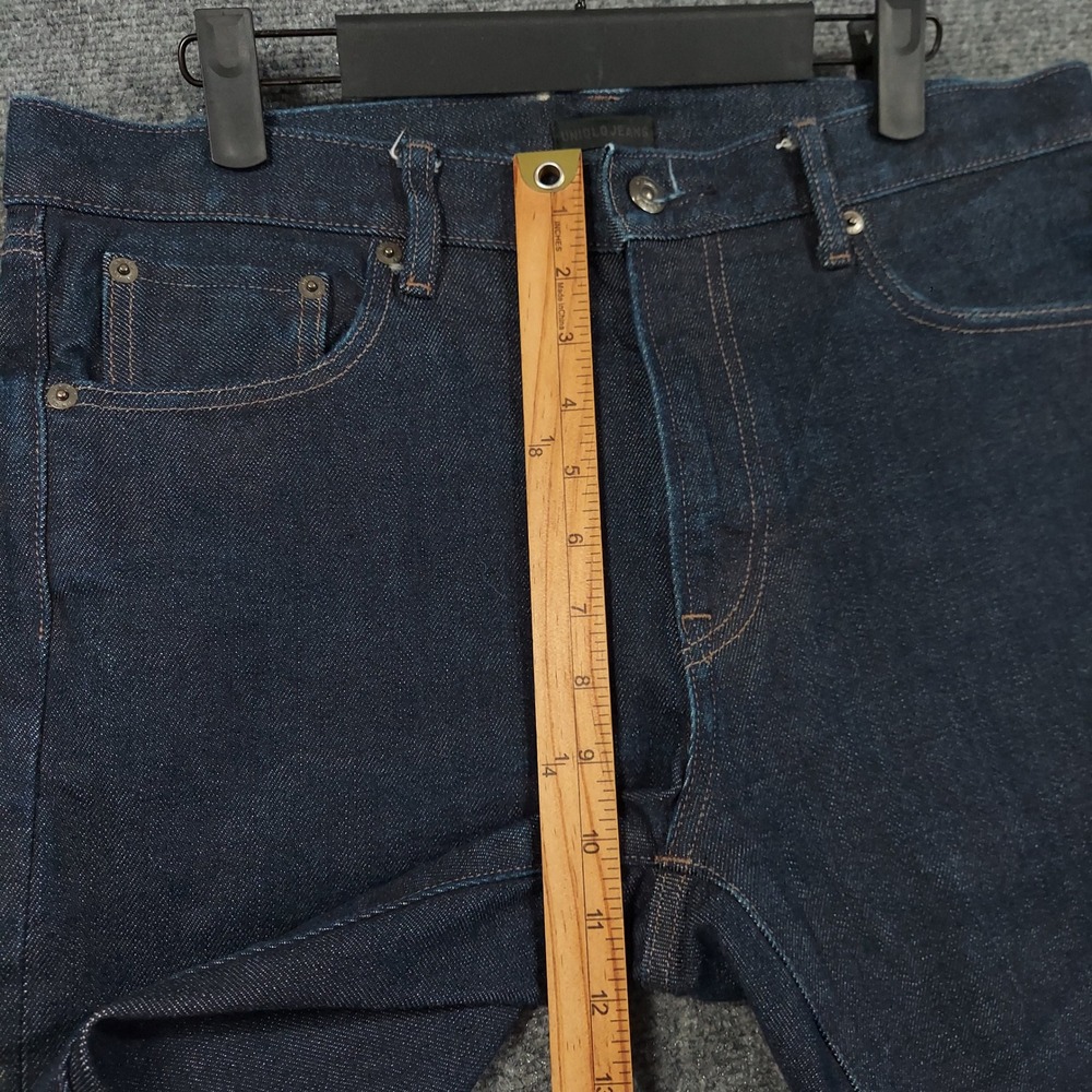 Uniqlo Selvedge Slim Fit Jeans Mens Fits 33x33 Dark Indigo Stretch Denim 463908 - Picture 7 of 9